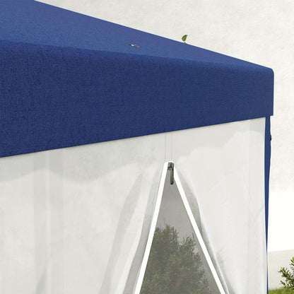 Partytent – Tuinpaviljoen – Feesttent – Camping Tent – Outdoor Gazebo – 4x3m – Hexagonaal – Waterafstotend – Muskietennet – Trekkoordsluiting – Blauw