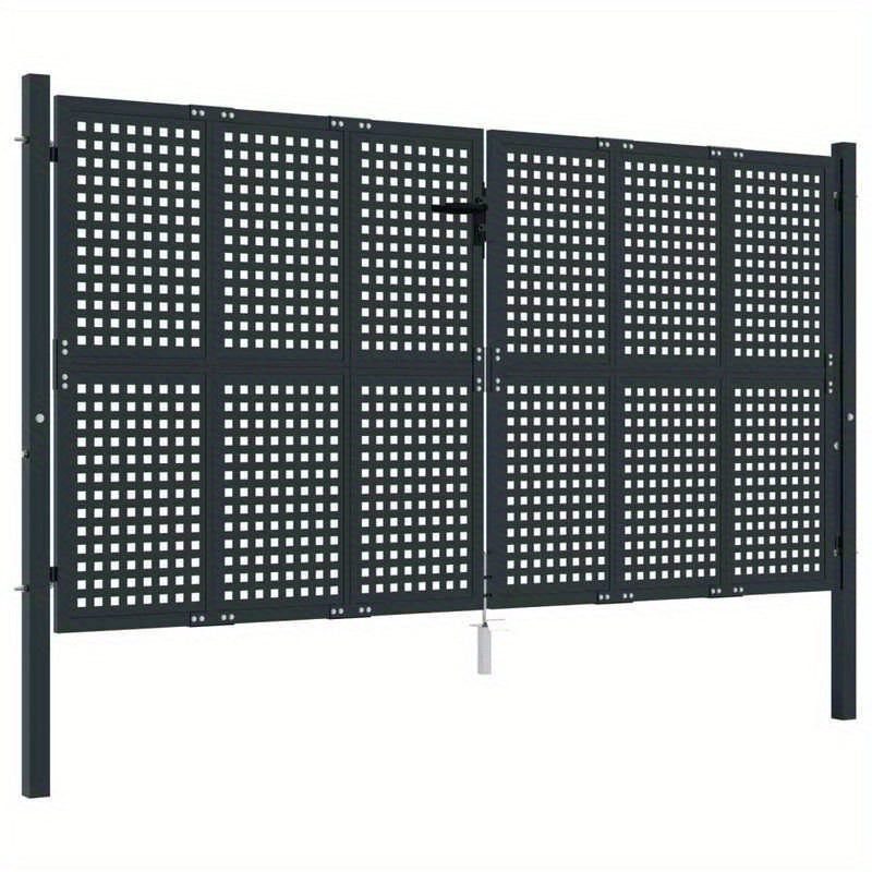 Metalen Tuinpoort – Tuinafscheiding – Tuindeur – Tuinhek – Sierpoort – Antraciet Kleur – 300x150 cm – Geperforeerd Design voor Ventilatie en Privacy