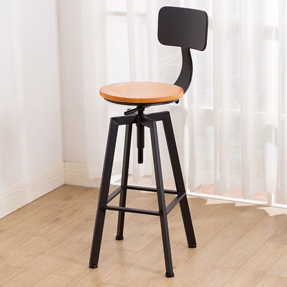 Barkrukken – Barstoelen – Keukenkrukken – Stoel Voor Keukeneiland – Industriële Barkrukken Zwart – Verstelbare Zithoogte 64-84 cm – Draaibaar Met Voetensteun – Set Van 2