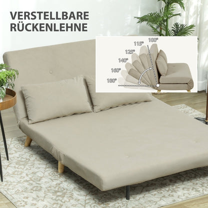 Slaapbank – Bedbank – Schommelbank – Zithoek – Loungestoel – Beige – 6-standen Verstelbare Rugleuning – Velvetlook Bekleding