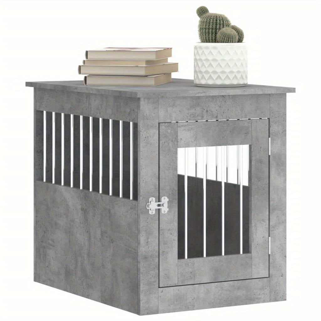 Hondenbench – Hondenhok – Hondenkooi – Hondenmand – Huisdier Bench – Verwerkt Hout – Beton Grijs – Stevig En Duurzaam – 55x75x65 cm