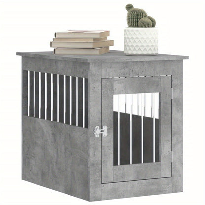 Hondenbench – Hondenhok – Hondenkooi – Hondenmand – Huisdier Bench – Verwerkt Hout – Beton Grijs – Stevig En Duurzaam – 55x75x65 cm
