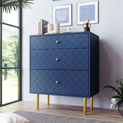 Ladekast – Ladenkast – Ladenkastje – Commode – Opbergkast – Navy Blauw – 3 Lades – Duurzaam Bamboe – Eenvoudige Montage