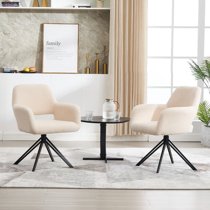 Two-Piece Modern Swivel Dining Chair Set with 180° Rebound & Teddy Velvet-Like Upholstery - Heavy-Duty Metal Frame, Solid Backrest Support, Easy-Clean Surface - Contemporary Black/Color Options for Dining Room, Living Room,