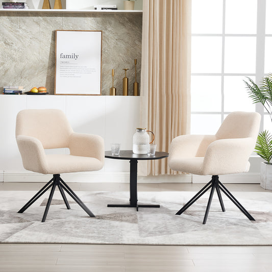 Two-Piece Modern Swivel Dining Chair Set with 180° Rebound & Teddy Velvet-Like Upholstery - Heavy-Duty Metal Frame, Solid Backrest Support, Easy-Clean Surface - Contemporary Black/Color Options for Dining Room, Living Room,