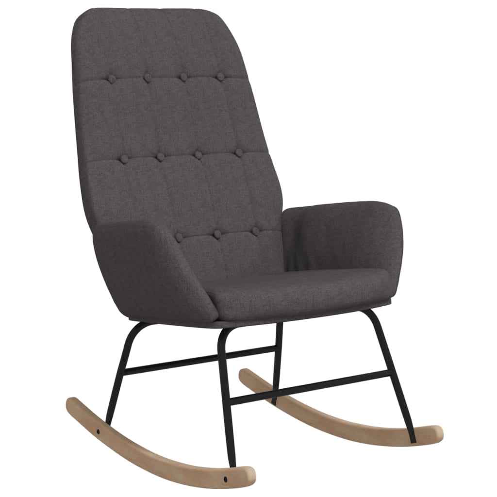Schommelstoel – Schommeldstoel – Relaxstoel – Lounge Stoel – Donkergrijze Stoffering – Stevig Hardhout – Comfortabele Zitting