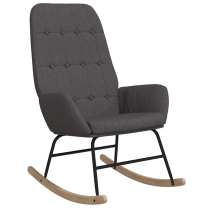Schommelstoel – Schommeldstoel – Relaxstoel – Lounge Stoel – Donkergrijze Stoffering – Stevig Hardhout – Comfortabele Zitting