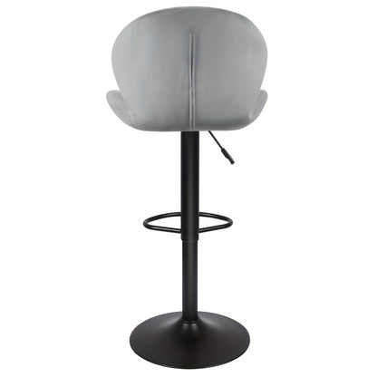 Barstoel – Barkruk – Keukenstoel – Barstoel Set – Kruk Stoel – Verstelbare Hoogte – 360° Draaibaar – Velours Zitting – Metaal – Donkergrijs – Set van 2