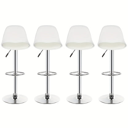 4pcs Heavy-Duty Bar Stools with Gas Lift Height Adjustment (55-75cm/21, 6"-29, 5") & 360° Swivel - PU Cushioned Seats, Modern Counter Stools for Kitchen, Bar, Cafe - Easy Assembly, No Power Needed - Commercial/Residential Us