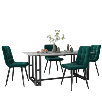 Eetkamerstoel – Stoel – Kuipstoel – Meubel – Designstoel – Set van 4 Donkergroen – Fluwelen Bekleding – Metalen Frame – Ergonomisch Comfort – Stevige Bouw