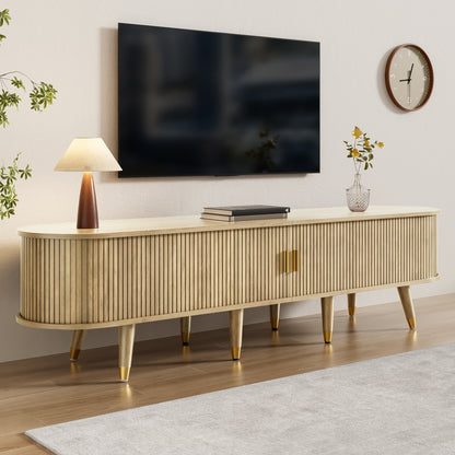 TV-Meubel – TV-Kast – TV-Standaard – Media-Meubel – TV-Dressoir – Rieten Schuifdeur – 175 CM Breed – Mdf Materialen