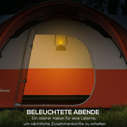 Large 5-6 Person Family Camping Tent with Front Porch - Heavy-Duty Portable Outdoor Tent for Group Camping,, Parties - Spacious Oval Tent for 5-6 s &, Ideal for Indoor/Outdoor Use (Red/White) - Holiday Gift