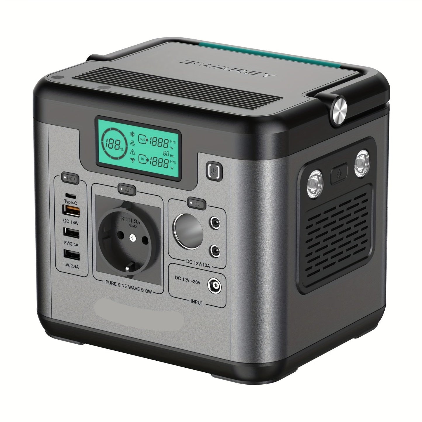 Draagbare Power Station – Mobiele Energiecentrale – Accupack – Noodstroomvoorziening – Op Reis – 518Wh Batterij – 500W AC Uitgang