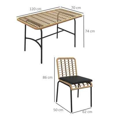 Tuinset 5-delig – Tuinmeubelset – Terrasset – Diningset – Balkonset – Zwart – Met Geharde Glas Tafel – Inclusief Zachte Kussens