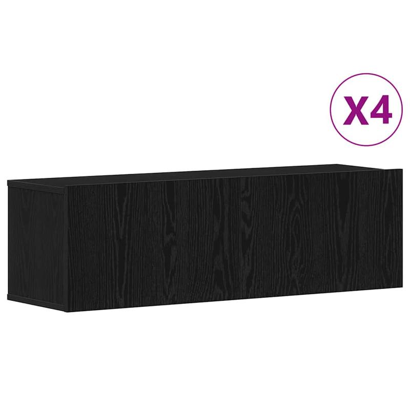 TV Meubel Set – Tv Meubelkast – Tv Dressoir – Mediameubel – Tv Meubel Zwart – Duurzaam Hardhouten Zwart Eikenhout – Compact Ruimtebesparend Ontwerp 100x30 cm
