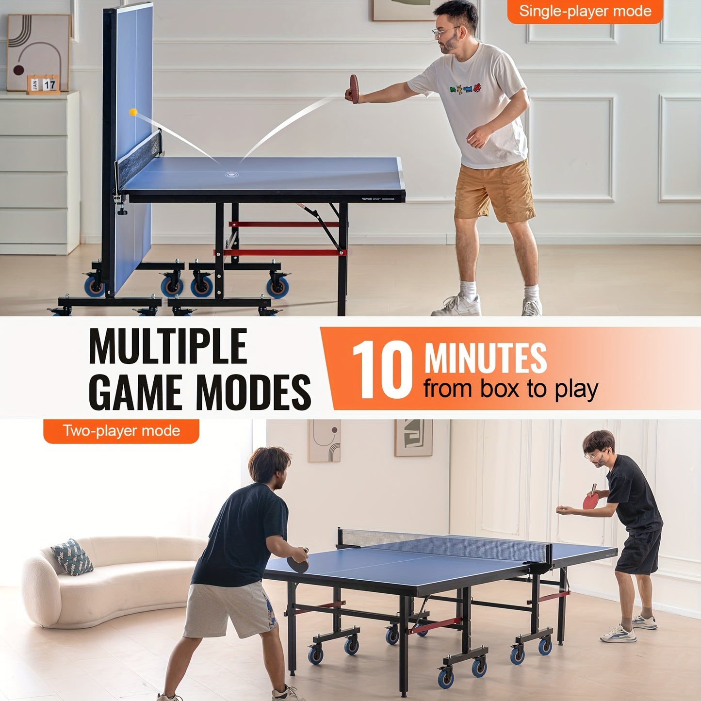 Tafeltennistafel – Pingpongtafel – Inklapbare Tafel – Speeltafel – Tafeltennisbord – Met Wieltjes En Klemnet – Aluminiumlegering – Officiële Formaat 108x60x30 inch