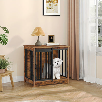 Hondenbench – Hondenkooi – Hondenhok – Hondenbench Meubel – Binnenbench – Schuifdeur – Anti-Knabbel – Ruimtebesparend – Licht Ivoorkleurig – Voor Kleine Honden