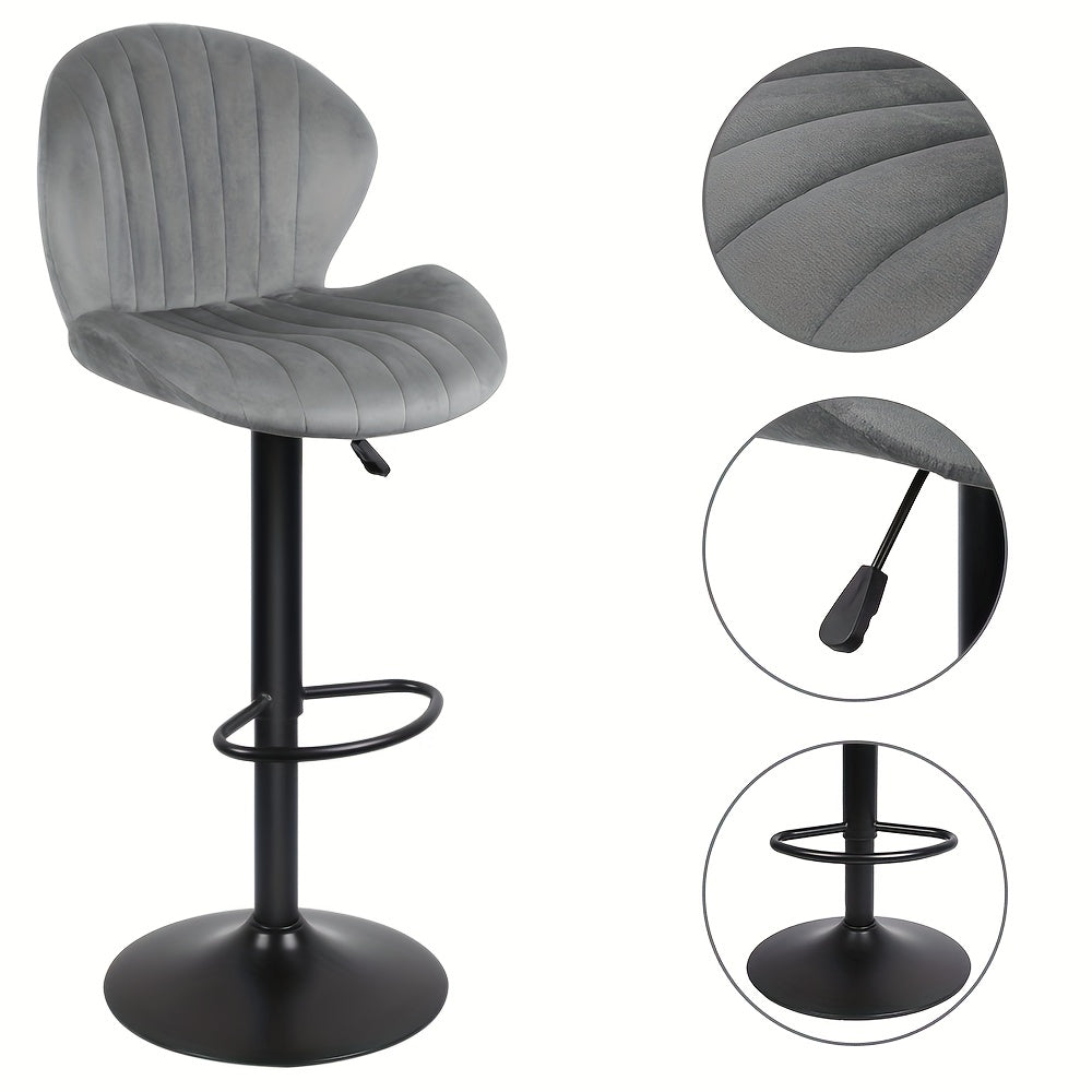 Barkruk – Barstoel – Barstoelen – Bistrostoel – Keukenstoel – Set van 2 – Fluwelen Bekleding – Verstelbare Hoogte – Draaibaar – Comfortabel