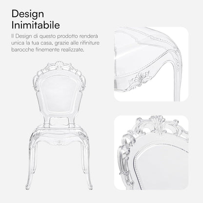 Transparante Stoelen – Doorzichtige Eetkamerstoelen – Polycarbonaat Stoelen – Design Krukken – Comfortabele Zitplaatsen – Ergonomische Rugleuning – Stevige L-vormige Poten