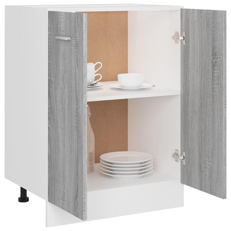Modern Rustic Kitchen Set with Ample Storage, Sturdy Material, Organizes Kitchen Space, Ideal for Kitchen and Bathroom – Base Cabinet 60x46x81.5 cm, Finished Wood Gray Sonoma Oak Color