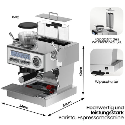 Espressomachine – Koffiezetapparaat – Siebträgermachine – Barista Machine – Halfautomaat – 20 Bar Italiaanse Pomp – RVS Behuizing met Melkschuimer