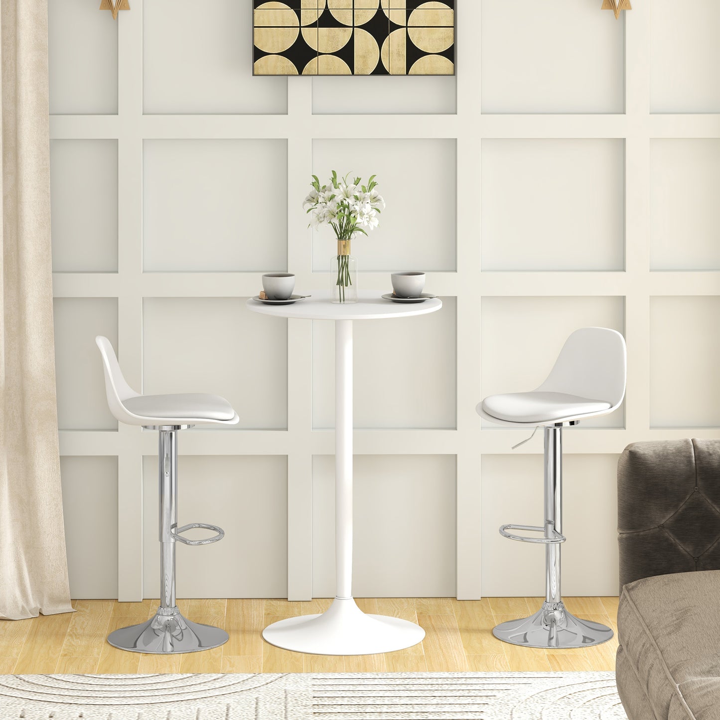 Barstoel – Barkruk – Keukenstoel – Barkruk – Counterstoel – Verstelbare Zithoogte – 360° Draaibaar – Kunstleren Bekleding – Stalen Frame