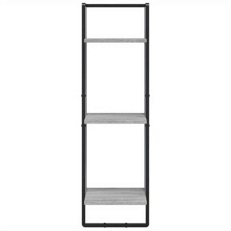 6pcs Wall Shelf Set with Rods, Treated Wood in Gray Sonoma Finish
