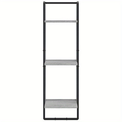 6pcs Wall Shelf Set with Rods, Treated Wood in Gray Sonoma Finish