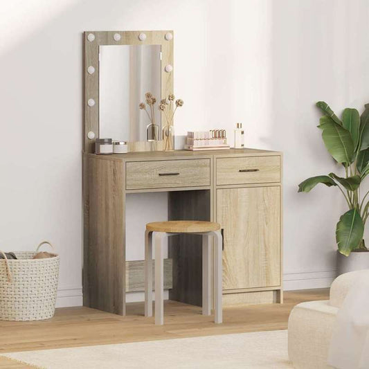Damming Table with Door 2pcs Brown 50 X 41 X 135Cm Wood Material Crafted from High-Quality Engineered Wood, This Makeup Table Is Both Functional And Practical., Home Organization, Dressing Table, Stylish Dresser, Modern Vanity, Highquality Finish