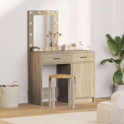 Damming Table with Door 2pcs Brown 50 X 41 X 135Cm Wood Material Crafted from High-Quality Engineered Wood, This Makeup Table Is Both Functional And Practical., Home Organization, Dressing Table, Stylish Dresser, Modern Vanit