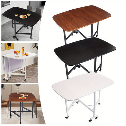 Klappbare Tafel – Inklapbare Tafel – Vouwtafel – Opvouwbare Tafel – Mobiele Tafel – Zwart – Stevig Mdf Met Stalen Frame – Voor Binnen en Buiten – 120x80x75 CM – 6 Wielen Met Remmen