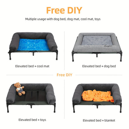 Verhoogd Hondenbed – Hondenmand – Hondenkussen – Hondenligbed – Dierenbed XL – Ademend Mesh – Afneembare Pluche Bolster