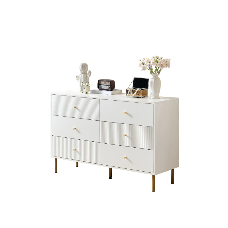 Ladekast – Ladenkast – Commode – Opbergkast – Dressoir – 6 Lades – MDF Wit – Stalen Poten – 120x40x78 cm