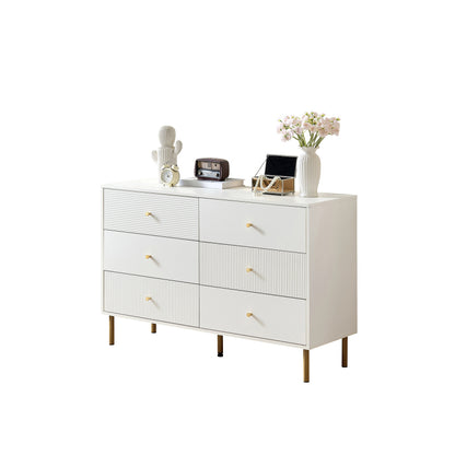 Ladekast – Ladenkast – Commode – Opbergkast – Dressoir – 6 Lades – MDF Wit – Stalen Poten – 120x40x78 cm