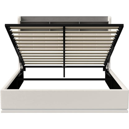 Tweepersoonsbed – Opbergbed – Bed met LED Verlichting – Fluwelen Bed – Stalen Bedframe – 160x200 cm – USB Aansluiting – Ingebouwde Opbergruimte