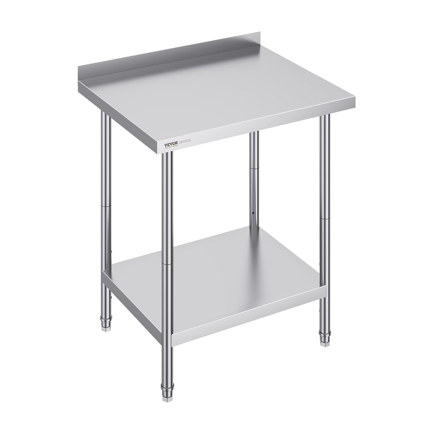 Werktafel RVS – RVS Werkblad – Inox Tafel – Roestvrijstalen Werkbank – Keukentafel – Verstelbare Legplanken – 61x76x91 cm – 201 RVS 0,8 mm