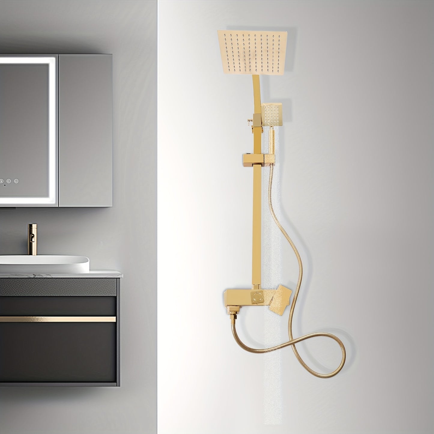 Golden Shower System – Regendouche – Douche Set – Mengkraan – Douchefittingen – Koperen Materiaal – Wandmontage
