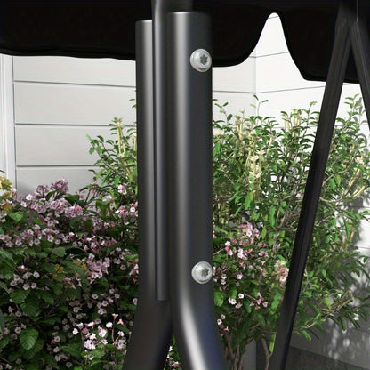 3-zits Tuinbank Schommelbank – Buitenbank – Patio Schommel – Tuin Schommel – Zwarte Schommel – Verstelbaar Dak – Stevig Stalen Frame (172x110x153 cm)