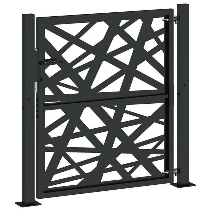 Metalen Poort – Tuinpoort – Buitenhek – Terraspoort – Afscheiding – Zwart Mat – 105x105 cm – Duurzaam Geometrisch Design