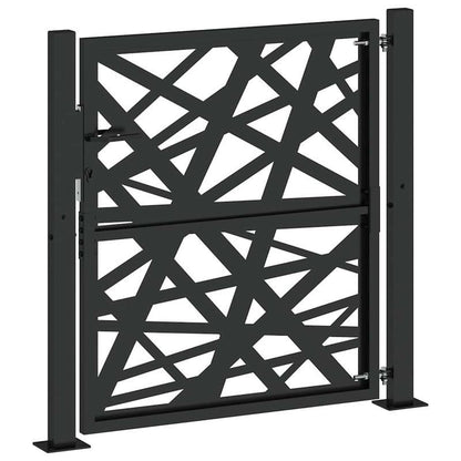 Metalen Poort – Tuinpoort – Buitenhek – Terraspoort – Afscheiding – Zwart Mat – 105x105 cm – Duurzaam Geometrisch Design