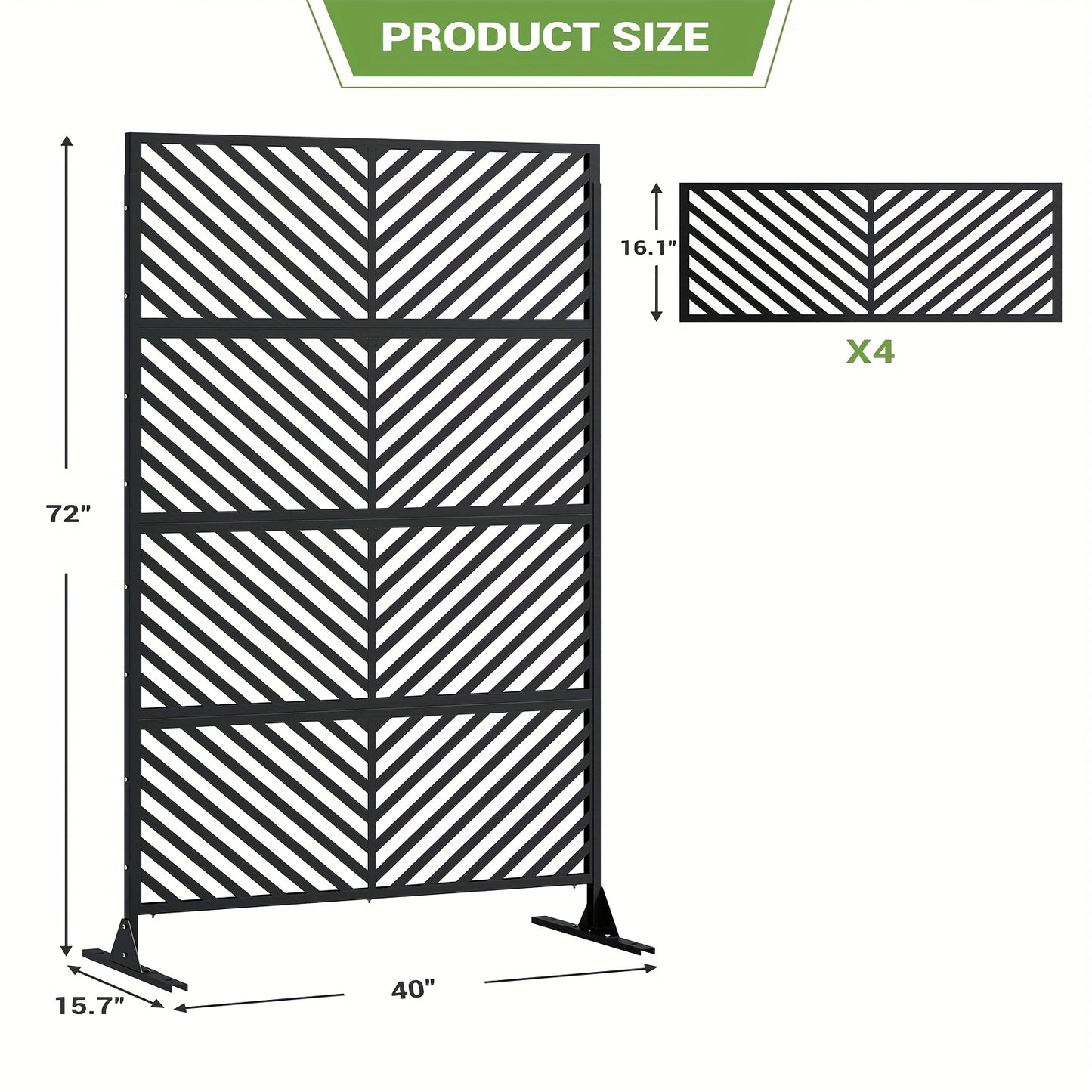 A Sturdy, Rust-Resistant Metal Privacy Screen Designed for Outdoor Patios, Featuring a Decorative Fence Panel That Withstands Weather Conditions, Measuring 182.88 cm in Height And 101.6 cm in Width, Perfect for Backyard Separ