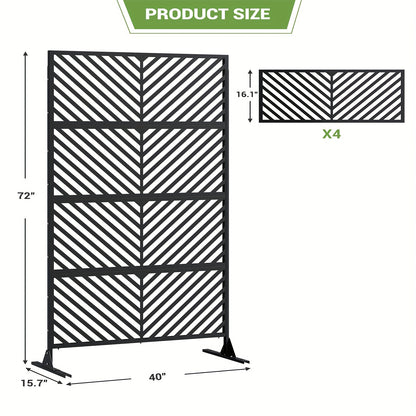 A Sturdy, Rust-Resistant Metal Privacy Screen Designed for Outdoor Patios, Featuring a Decorative Fence Panel That Withstands Weather Conditions, Measuring 182.88 cm in Height And 101.6 cm in Width, Perfect for Backyard Separ
