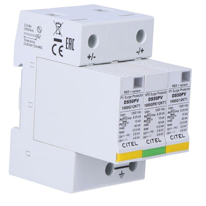 Overspanningsbeveiliging – Stroombeveiliging – Bliksembeveiliging – Spanningsbeveiliging – Elektronische Beveiliging – Type 1+2 (2p+G) – 12,5 kA Maximale Ontlaadstroom