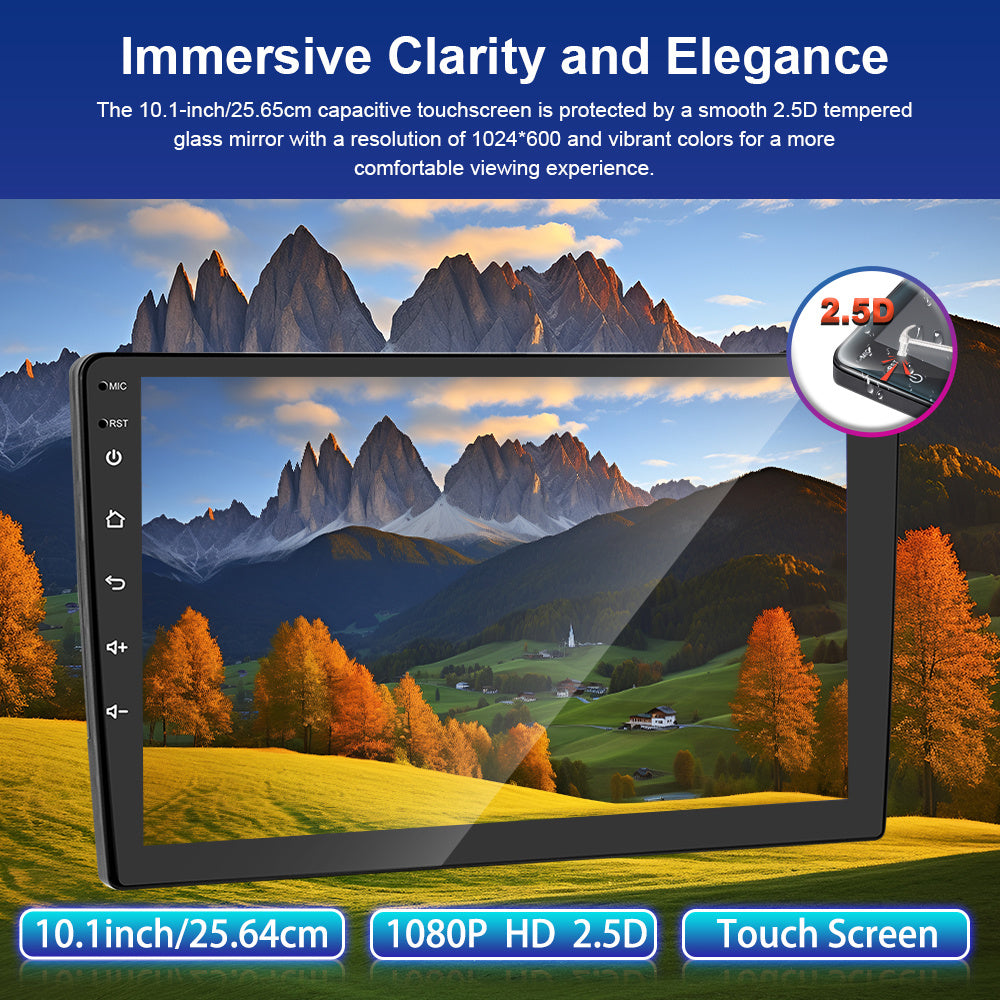 Android 13 Double Din Autoradio – Auto Stereo – Multimedia Systeem – Navigatie Radio – Touchscreen Radio – 10,1 Inch HD Scherm – 4GB+64GB – Inclusief AHD Camera & Microfoon