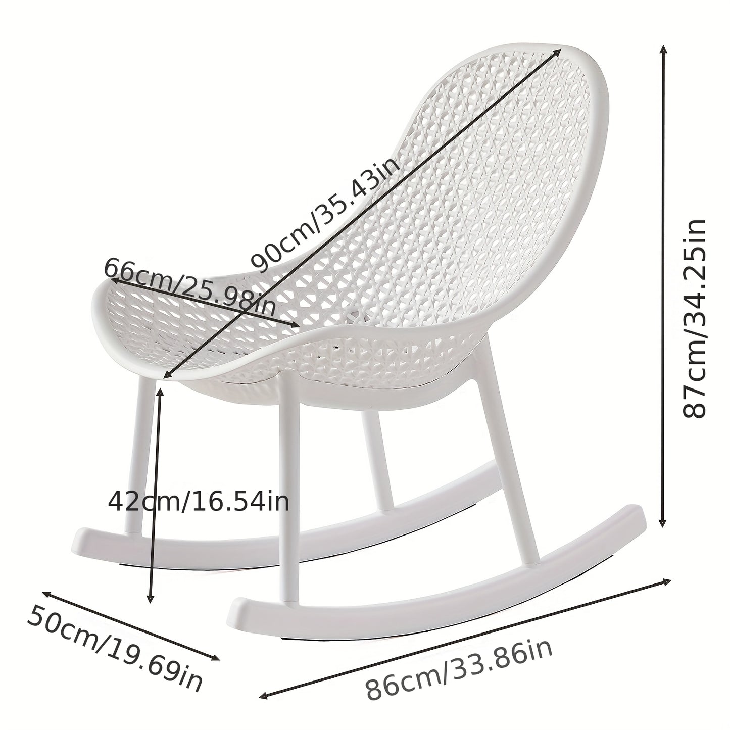 Schommelstoel – Relaxstoel – Fauteuil – Loungestoel – Schommelbank – Ergonomisch Ontwerp – Duurzaam PP Materiaal Wit Set 2 Stuks