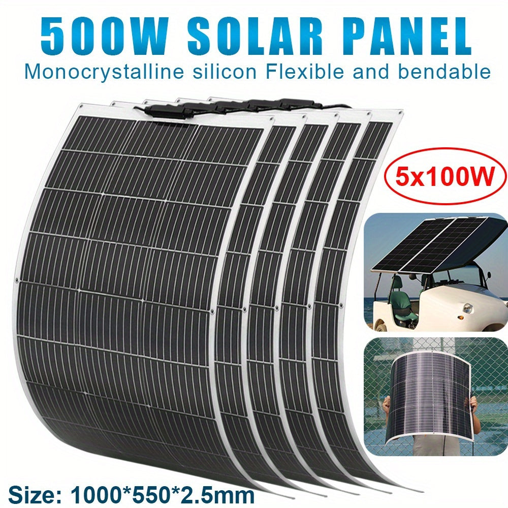 Zonnepanelen Kit – Zonnepaneel Set – Solar Kit – Flexibel Zonnepaneel – Off-Grid Zonnepaneel – 500W Vermogen – Monokristallijn, Lichtgewicht & Waterdicht