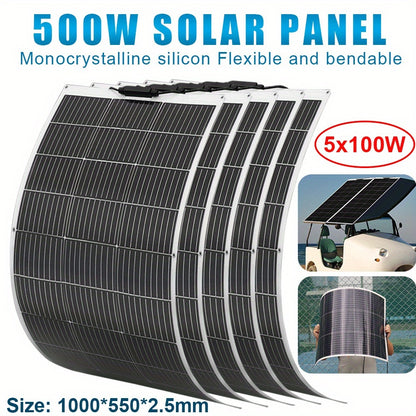 Zonnepanelen Kit – Zonnepaneel Set – Solar Kit – Flexibel Zonnepaneel – Off-Grid Zonnepaneel – 500W Vermogen – Monokristallijn, Lichtgewicht & Waterdicht