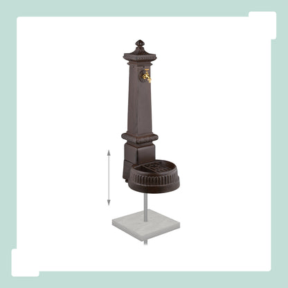 Waterzuil – Tuinkraan – Buitenkraan – Waterfontein – Antieke Tuinkraan – Donkerbruin Met Gouden Kraan – Gietaluminium En Staal – 100 Cm Hoog