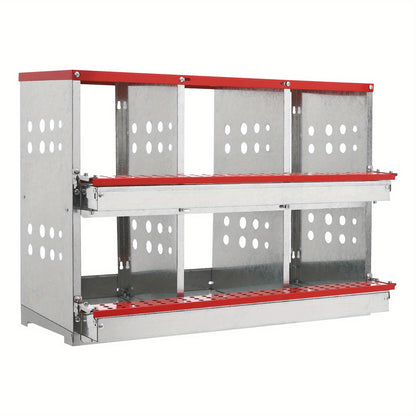 Kippenhoknestkasten – Kippennestkast – Nestkastje – Legnestkast – Kippenlegkast – 6 Compartimenten – Gegalvaniseerd Staal – Automatisch Eierrollen – Ventilatie – Duurzaam & Roestbestendig