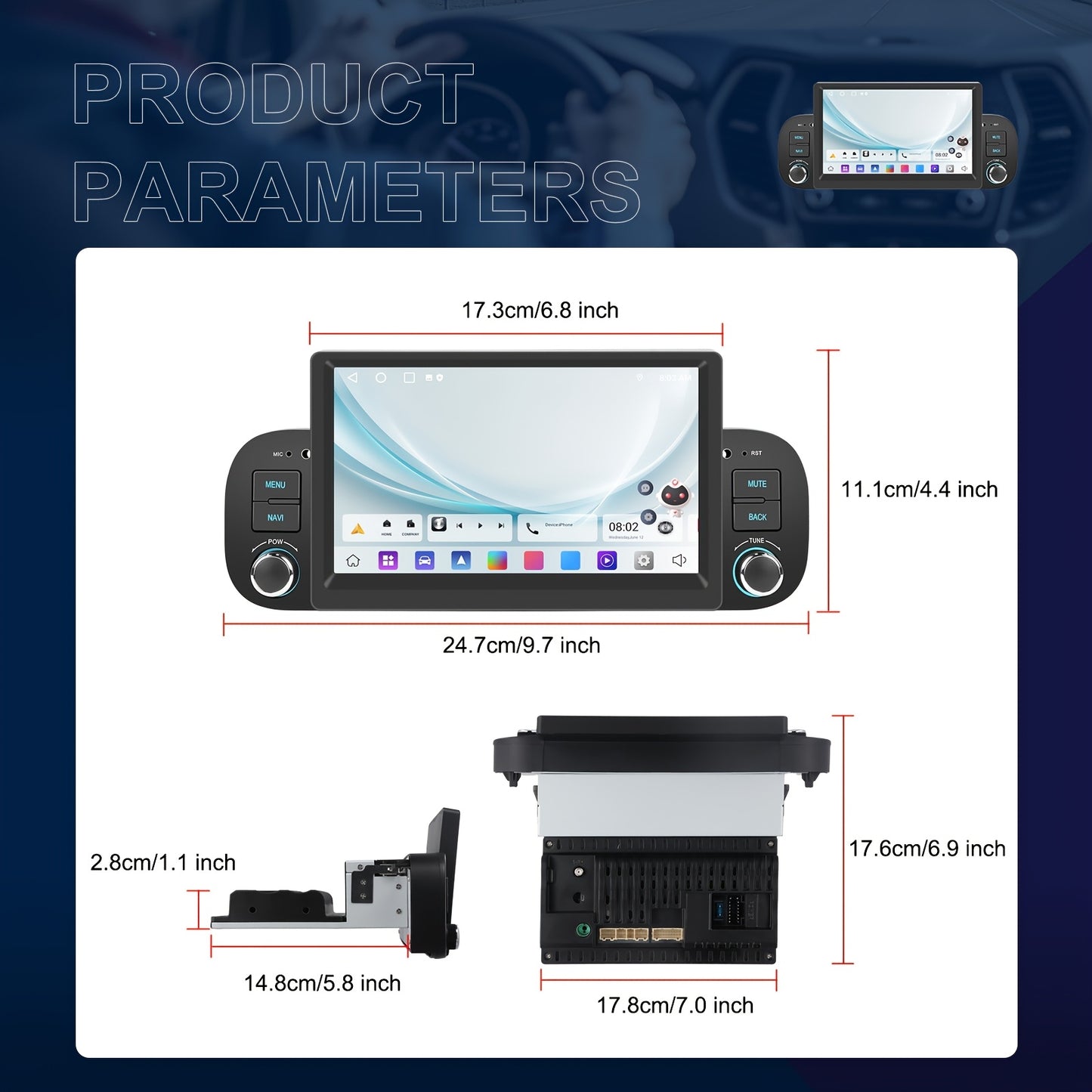 Android 15 Autoradio – Android Auto – Mirror Link – DAB+ Radio – Multimedia Systeem – 6,2 Inch HD Touchscreen – Inclusief AHD Achteruitrijcamera & Draadloos CarPlay